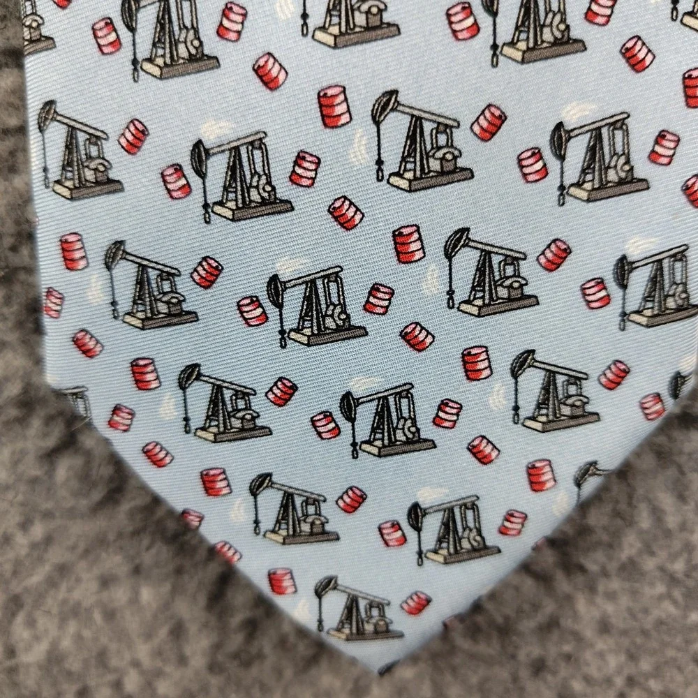 Paris Texas Apparel Thirsty Birds Silk Tie Oil Derrick Barrel Blue W3.25 L:58